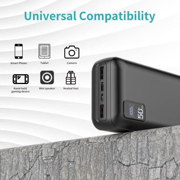 Power Bank 50000mAh 22.5W Fast Charging Portable Charger USB-C Quick Charge with 3 Outputs & 2 Inputs LED Display Huge Capacity External Battery Pack for Most Electronic Devices on The Market - Image 7