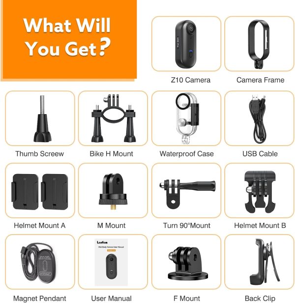 Z10 2K Action Camera, 128GB Wearable Sports Camera with Waterproof Case, Magnetic Clip, and Quick-Mount Accessories, Small Body Cam for Cycling, Diving, Travel, and Outdoor Adventures - Image 8